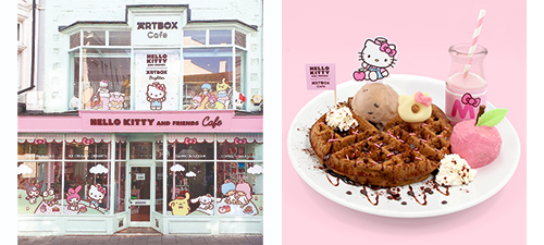 Artbox Cafe Brighton - Hello Kitty Shop front and Hello Kitty waffle